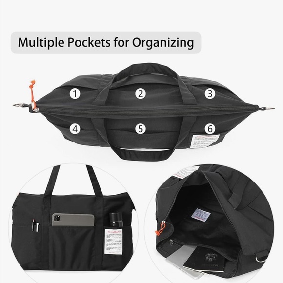 Scandia Home Duffel Bag Black and Orange with Minimalist Design - Picture 3 of 11